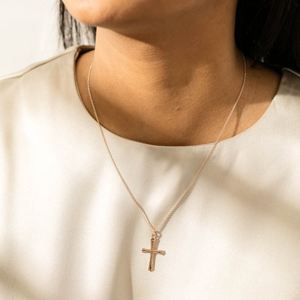 Rose gold chain deals with cross