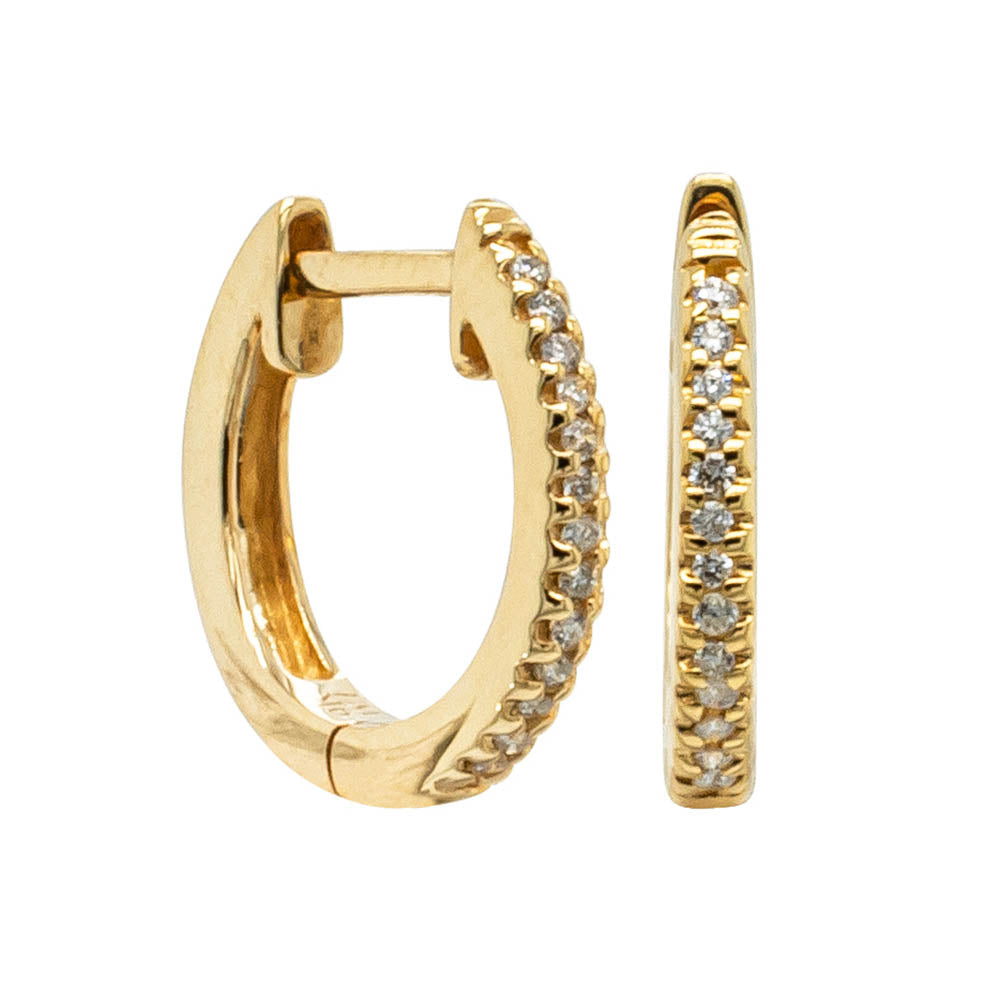 9ct Yellow Gold Diamond Huggie Earrings - Walker & Hall