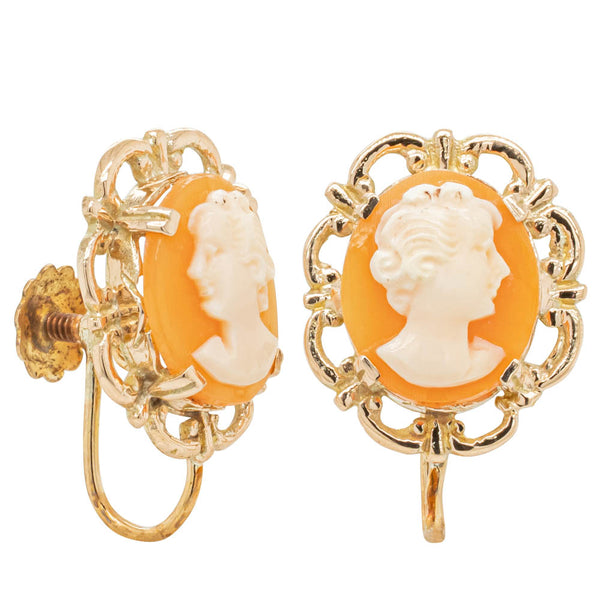 14k gold online cameo earrings