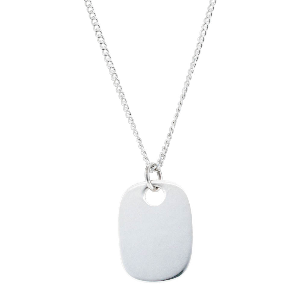 Sterling Silver ID Pendant With Curb Chain - Walker & Hall
