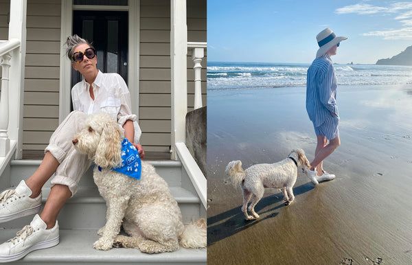 Karen Walker at home with her dog