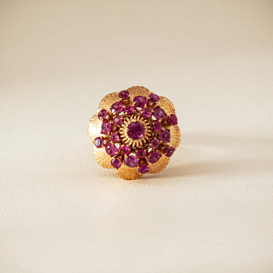 Deja Vu 7ct Yellow Gold Pink Tourmaline Cluster Ring