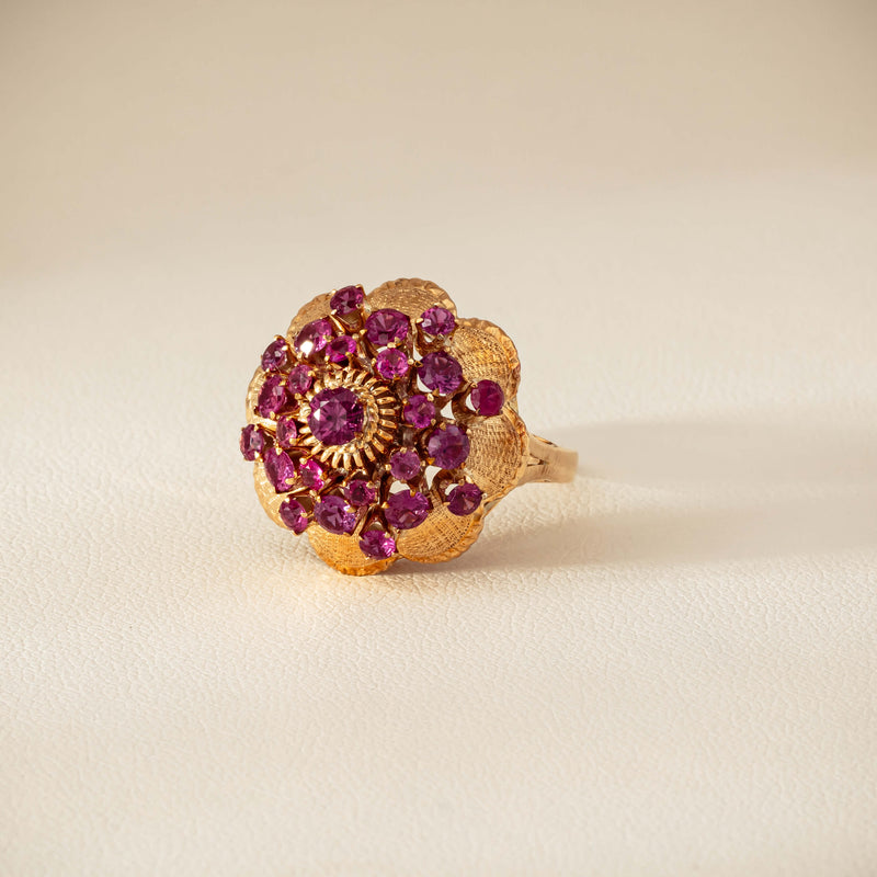 Deja Vu 7ct Yellow Gold Pink Tourmaline Cluster Ring