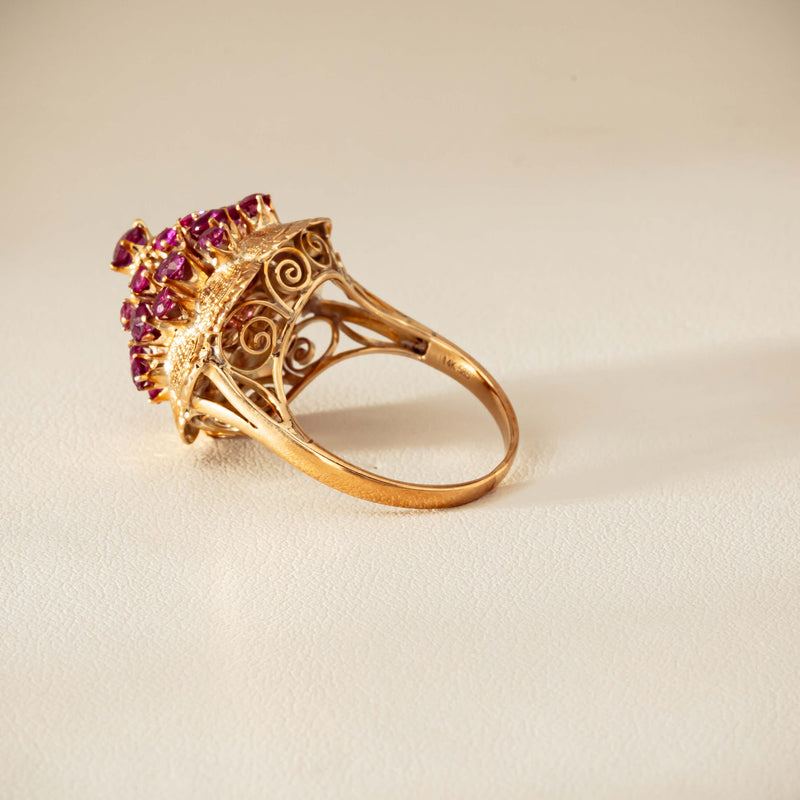 Deja Vu 7ct Yellow Gold Pink Tourmaline Cluster Ring