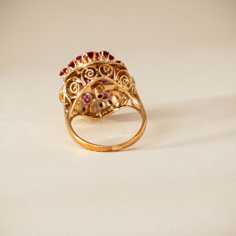 Deja Vu 7ct Yellow Gold Pink Tourmaline Cluster Ring