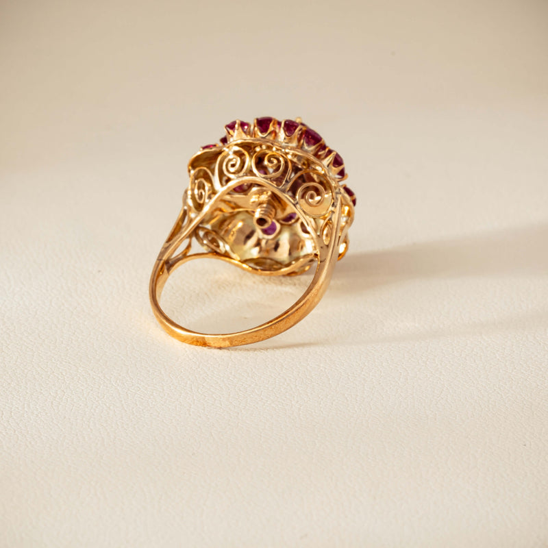 Deja Vu 7ct Yellow Gold Pink Tourmaline Cluster Ring