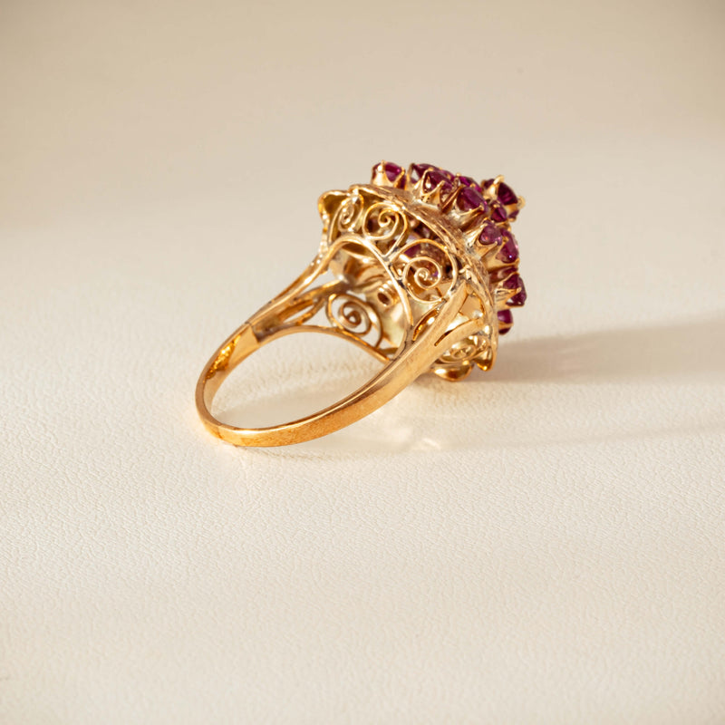 Deja Vu 7ct Yellow Gold Pink Tourmaline Cluster Ring