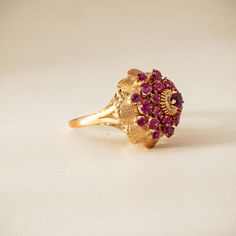 Deja Vu 7ct Yellow Gold Pink Tourmaline Cluster Ring