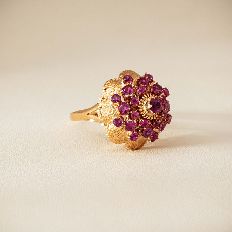 Deja Vu 7ct Yellow Gold Pink Tourmaline Cluster Ring