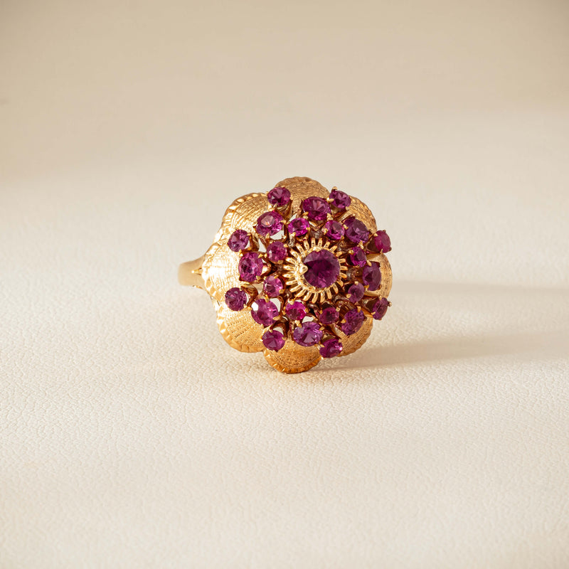 Deja Vu 7ct Yellow Gold Pink Tourmaline Cluster Ring