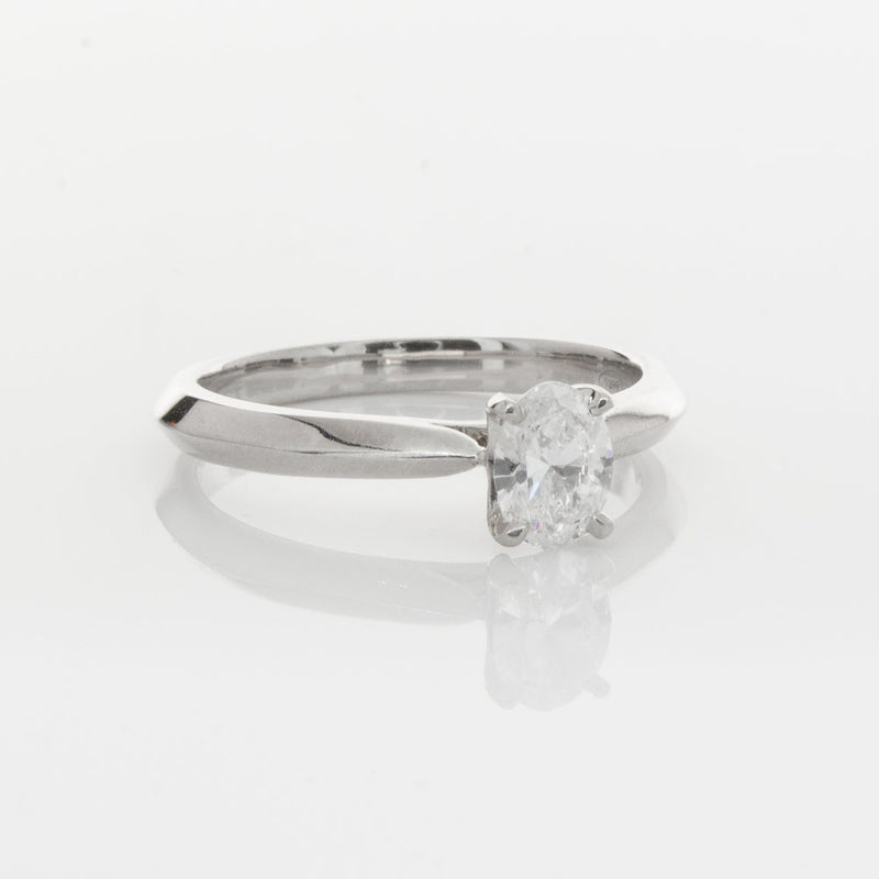 18ct White Gold .50ct Oval Diamond Venetian Ring-Ring-Walker & Hall
