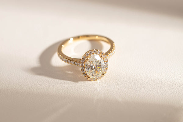 Yellow gold yellow diamond halo ring