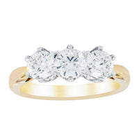 18ct Yellow Gold 1.53ct Diamond Trilogy Ring - Ring - Walker & Hall