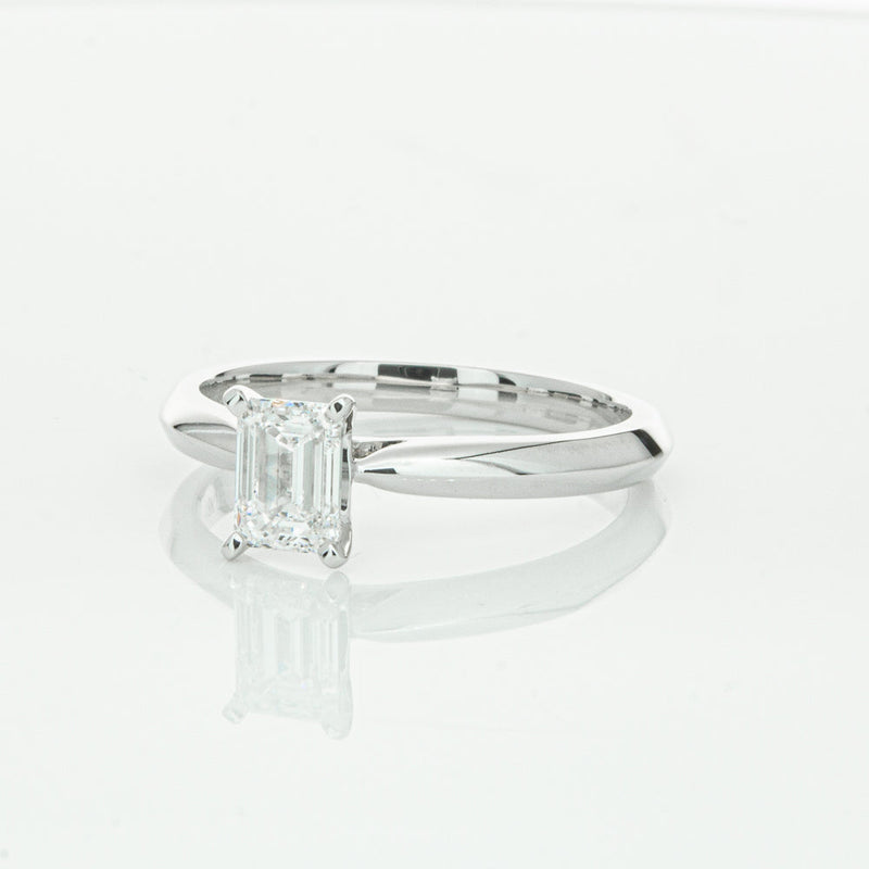 18ct White Gold .73ct Emerald Cut Diamond Venetian Ring-Ring-Walker & Hall