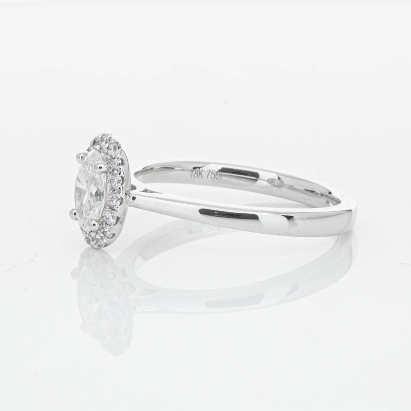 18ct White Gold .50ct Oval Cut Diamond Nina Ring-Ring-Walker & Hall