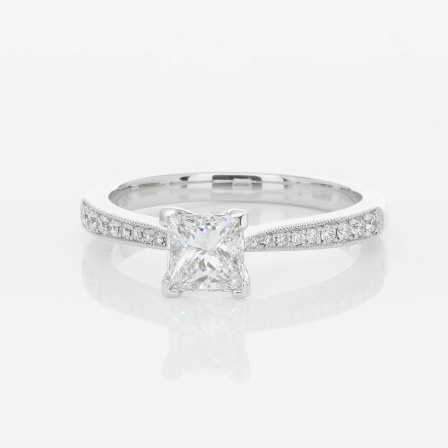 18ct White Gold .70ct Princess Diamond Zenith Ring - Ring - Walker & Hall