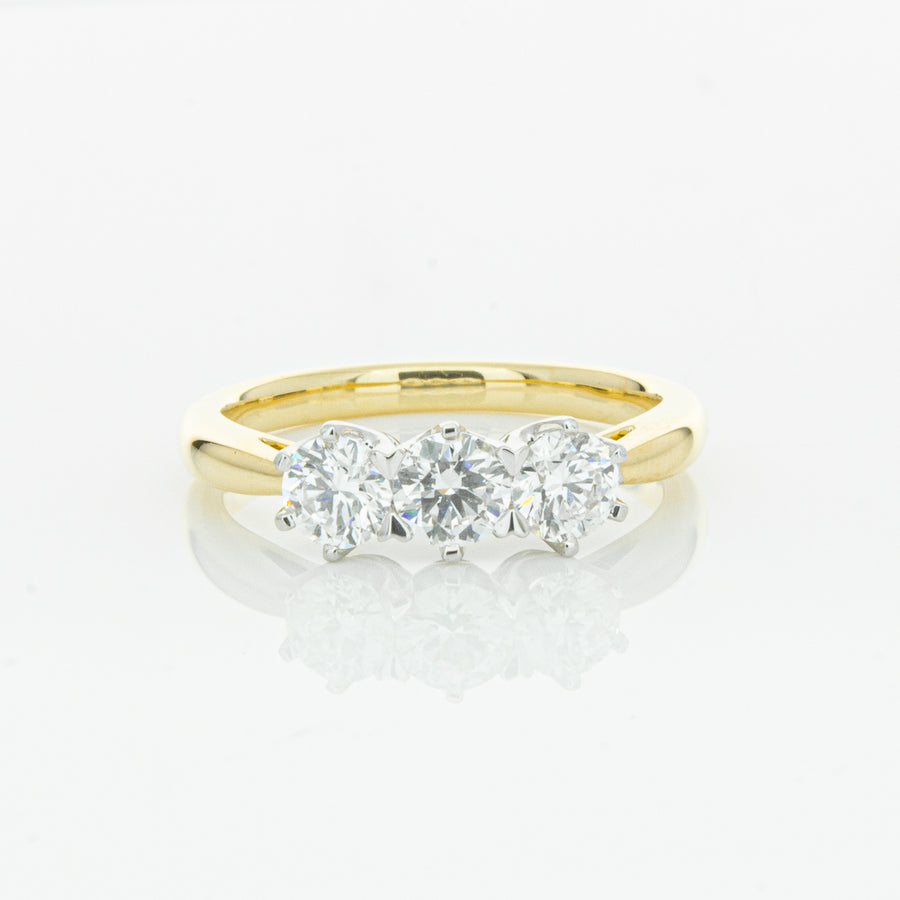 18ct Yellow Gold .92ct Diamond Trilogy Ring