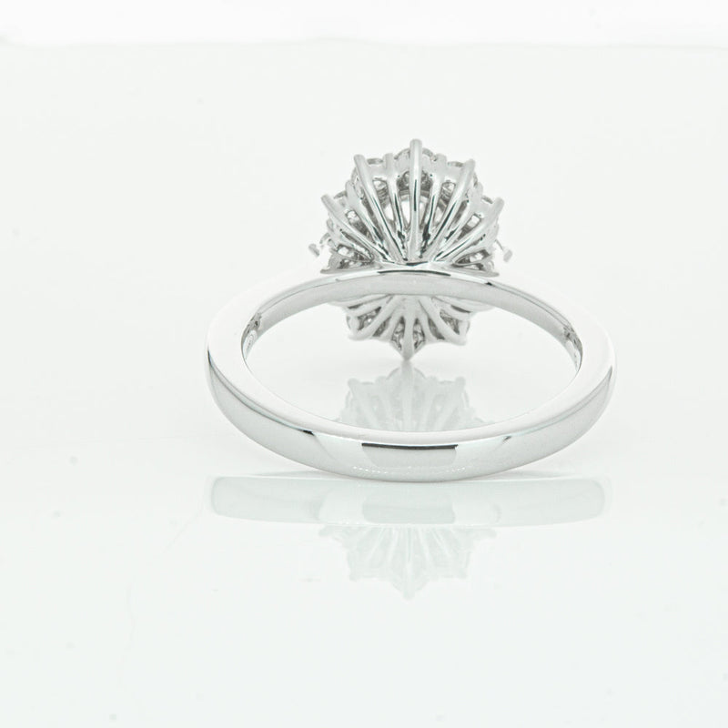 18ct White Gold 1.00ct Oval Cut Diamond Belle Ring-Ring-Walker & Hall