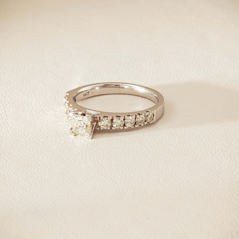Deja Vu 18ct White Gold .40ct Princess Cut Diamond Ring - Ring - Walker & Hall