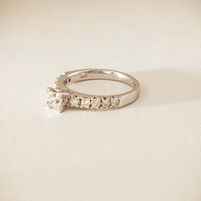Deja Vu 18ct White Gold .40ct Princess Cut Diamond Ring - Ring - Walker & Hall