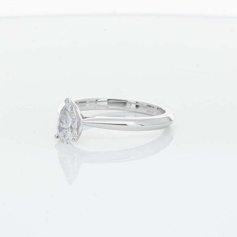 18ct White Gold .52ct Pear Cut Diamond Venetian Ring-Ring-Walker & Hall