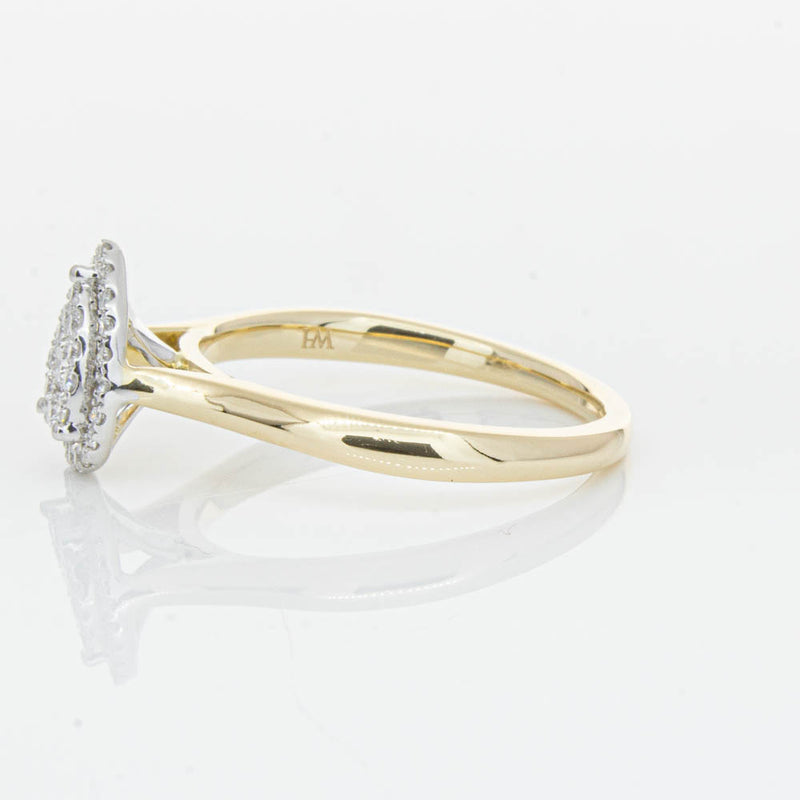 14ct Yellow Gold Diamond Pear Saturn Ring-Ring-Walker & Hall