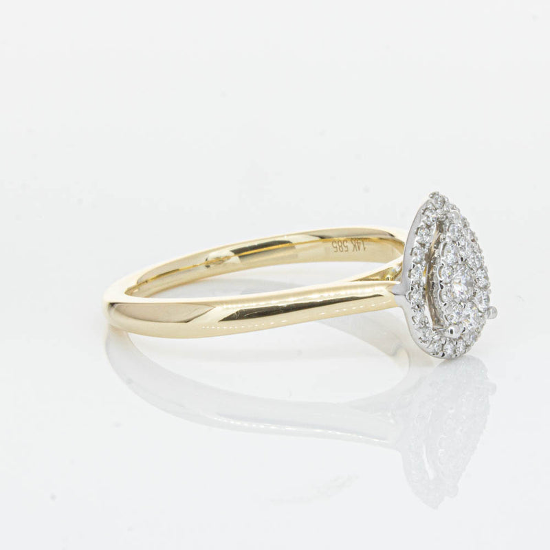 14ct Yellow Gold Diamond Pear Saturn Ring-Ring-Walker & Hall