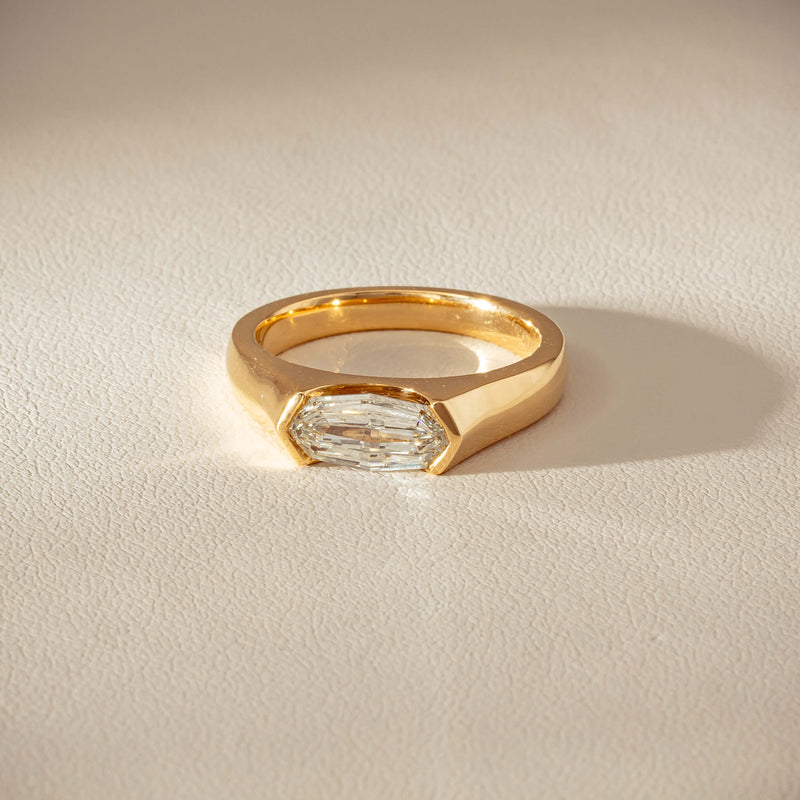 18ct Yellow Gold 1.00ct Oval Step-Cut Diamond Astrid Ring - Ring - Walker & Hall