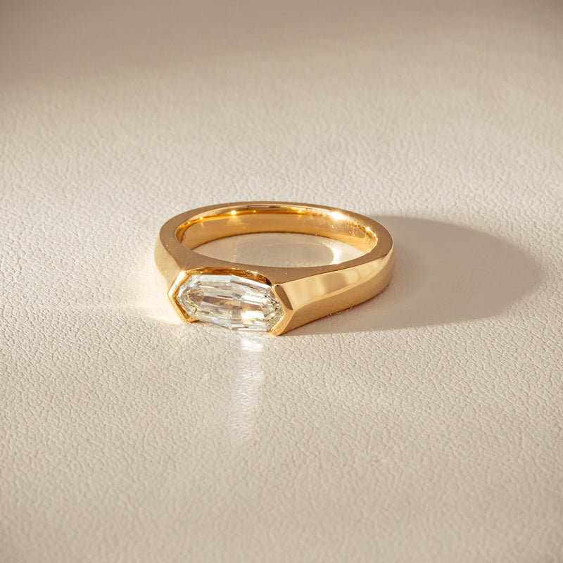 18ct Yellow Gold 1.00ct Oval Step-Cut Diamond Astrid Ring - Ring - Walker & Hall