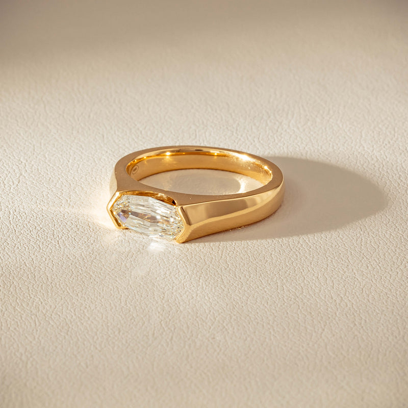 18ct Yellow Gold 1.00ct Oval Step-Cut Diamond Astrid Ring - Ring - Walker & Hall