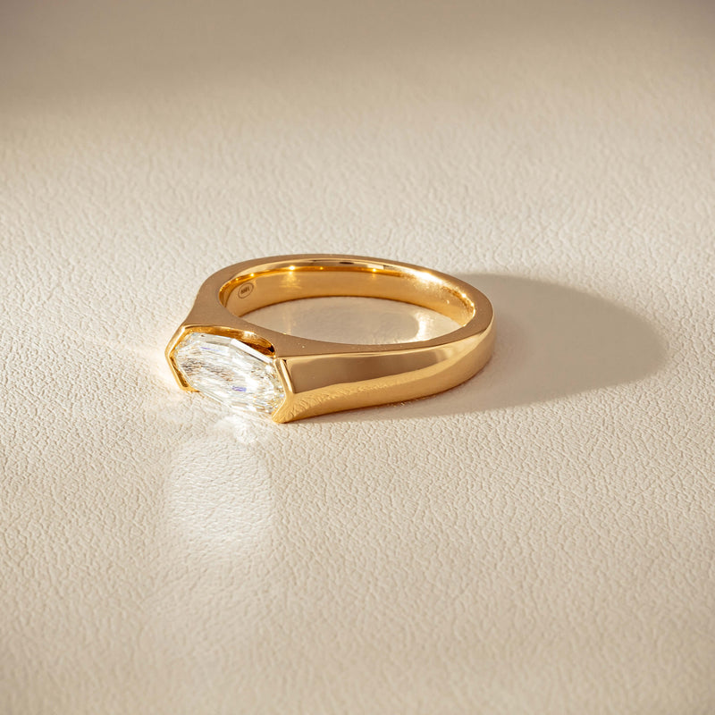 18ct Yellow Gold 1.00ct Oval Step-Cut Diamond Astrid Ring - Ring - Walker & Hall