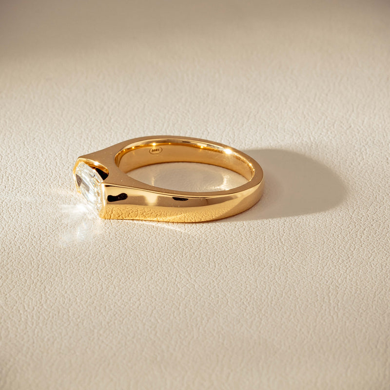 18ct Yellow Gold 1.00ct Oval Step-Cut Diamond Astrid Ring - Ring - Walker & Hall