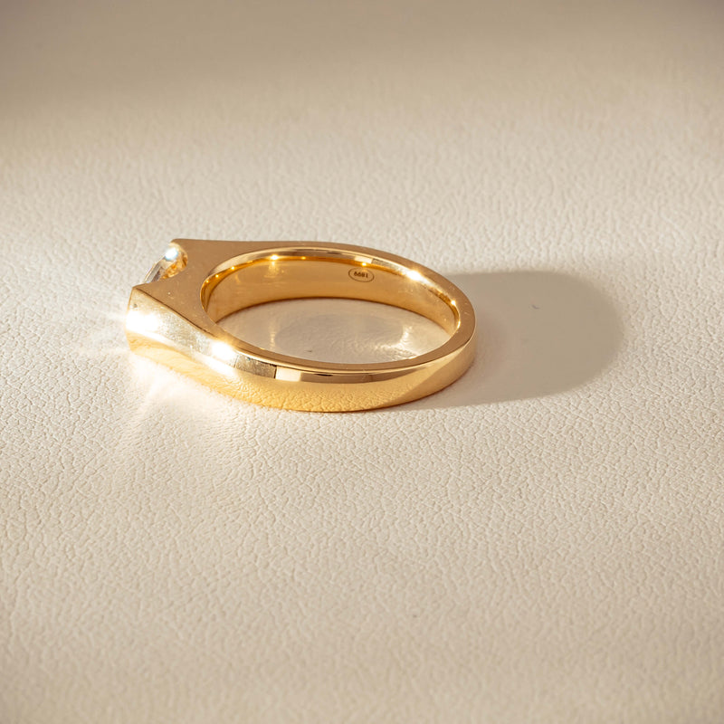 18ct Yellow Gold 1.00ct Oval Step-Cut Diamond Astrid Ring - Ring - Walker & Hall