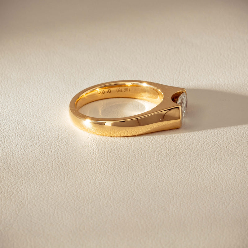 18ct Yellow Gold 1.00ct Oval Step-Cut Diamond Astrid Ring - Ring - Walker & Hall