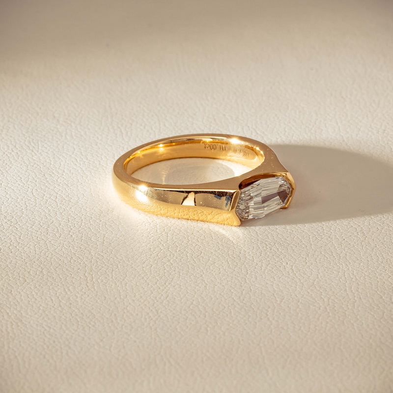 18ct Yellow Gold 1.00ct Oval Step-Cut Diamond Astrid Ring - Ring - Walker & Hall