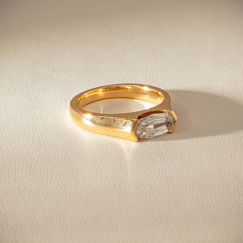 18ct Yellow Gold 1.00ct Oval Step-Cut Diamond Astrid Ring - Ring - Walker & Hall