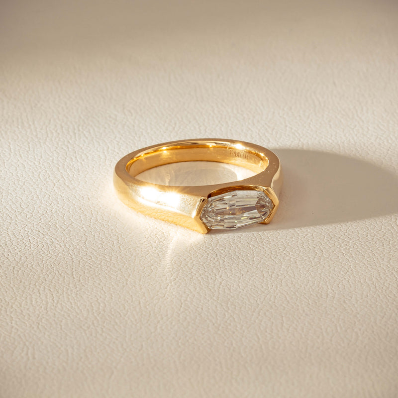 18ct Yellow Gold 1.00ct Oval Step-Cut Diamond Astrid Ring - Ring - Walker & Hall
