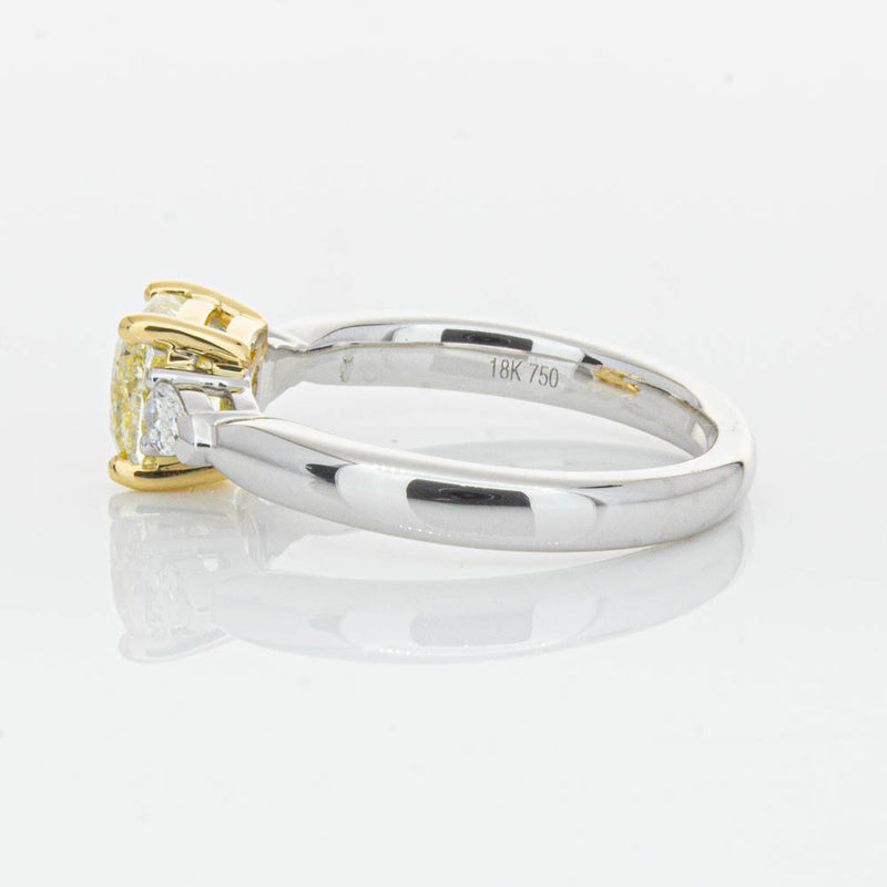 18ct White Gold 1.73ct Cushion Cut Yellow Diamond Ayla Ring-Ring-Walker & Hall