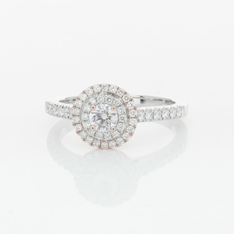18ct White & Rose Gold .23ct Diamond Rosa Ring-Ring-Walker & Hall