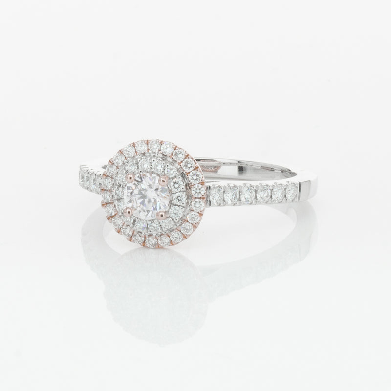 18ct White & Rose Gold .23ct Diamond Rosa Ring-Ring-Walker & Hall