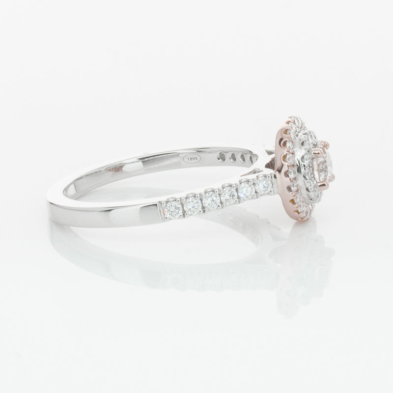 18ct White & Rose Gold .23ct Diamond Rosa Ring-Ring-Walker & Hall