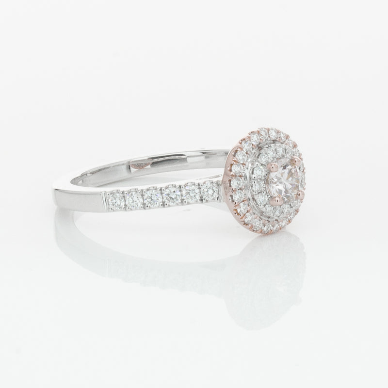 18ct White & Rose Gold .23ct Diamond Rosa Ring-Ring-Walker & Hall