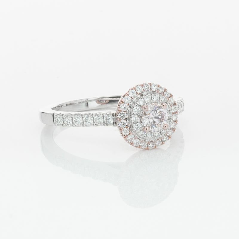 18ct White & Rose Gold .23ct Diamond Rosa Ring-Ring-Walker & Hall