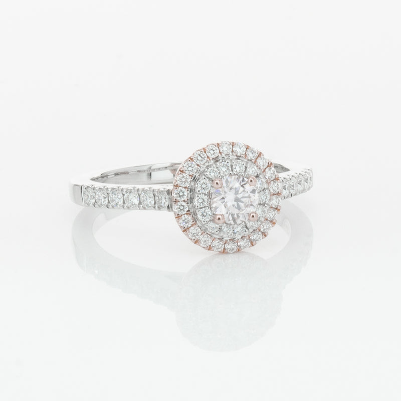 18ct White & Rose Gold .23ct Diamond Rosa Ring-Ring-Walker & Hall