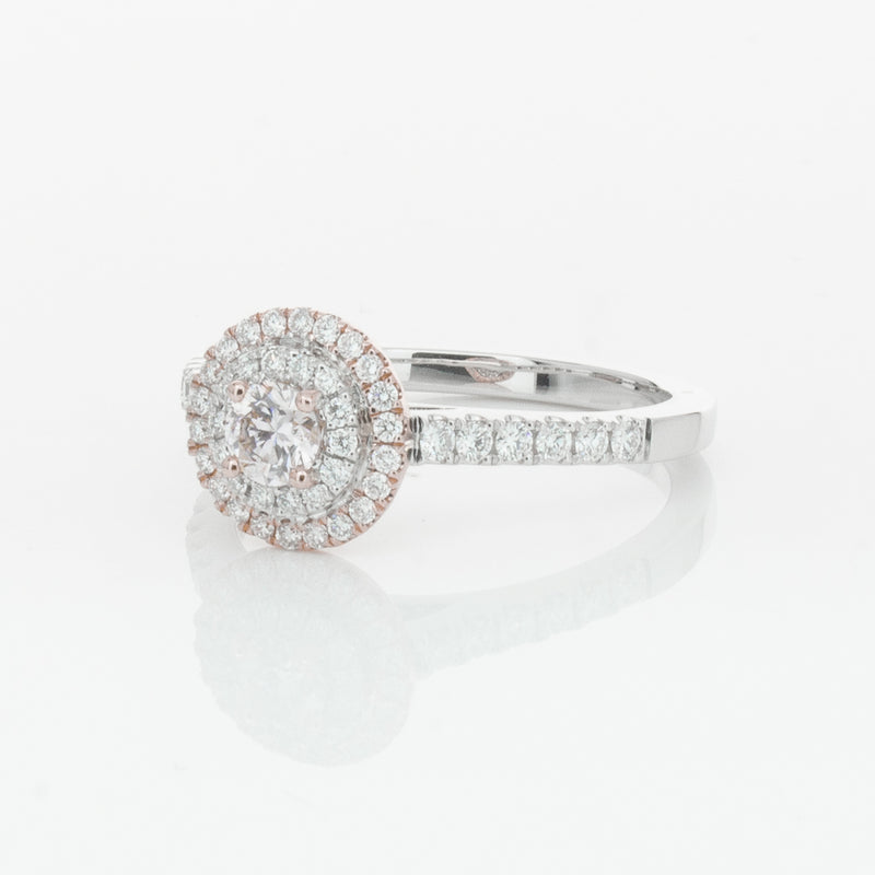 18ct White & Rose Gold .23ct Diamond Rosa Ring-Ring-Walker & Hall