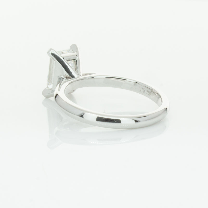 18ct White Gold 2.09ct Emerald Cut Diamond Ring-Ring-Walker & Hall