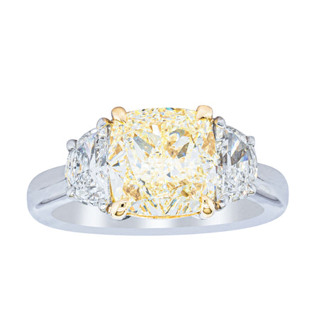 18ct White Gold 4.01ct Yellow Cushion Cut Diamond Ring