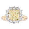 18ct Yellow Gold 3.01ct Yellow Cushion Cut Diamond Belle Ring