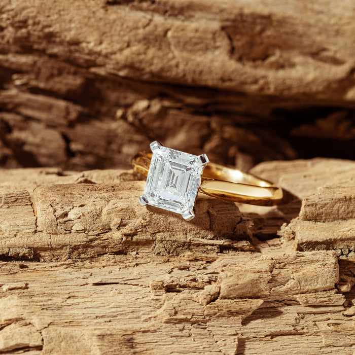 Reclaimed Diamond Ring resting on driftwood