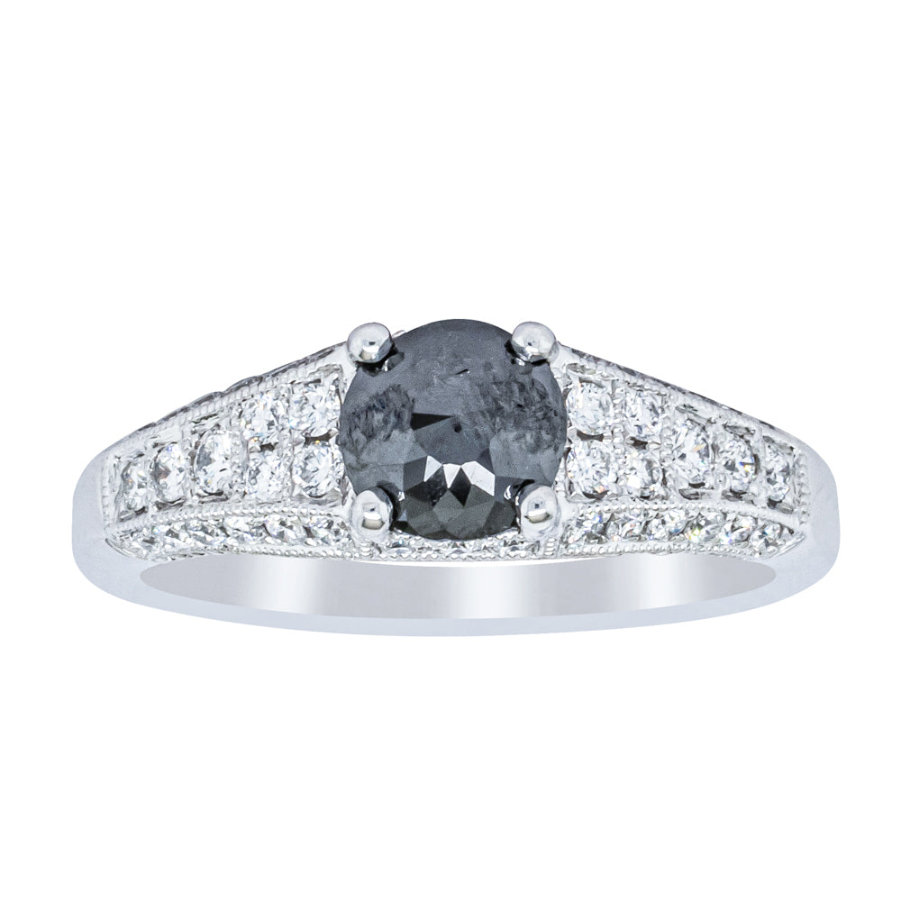 18ct White Gold .66ct Black Diamond Ring - Ring - Walker & Hall